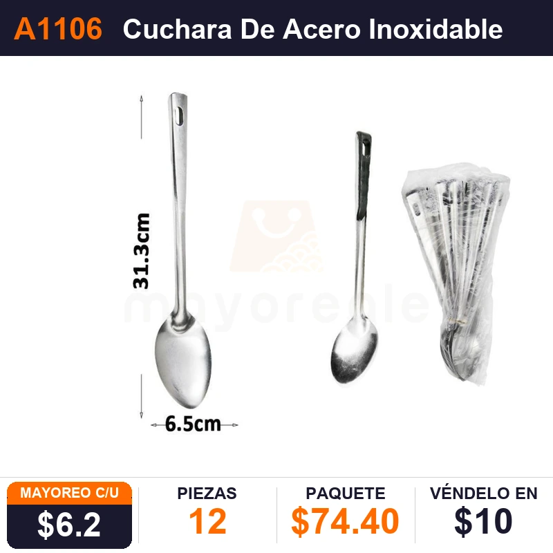 Cuchara De Acero Inoxidable - Pack x12