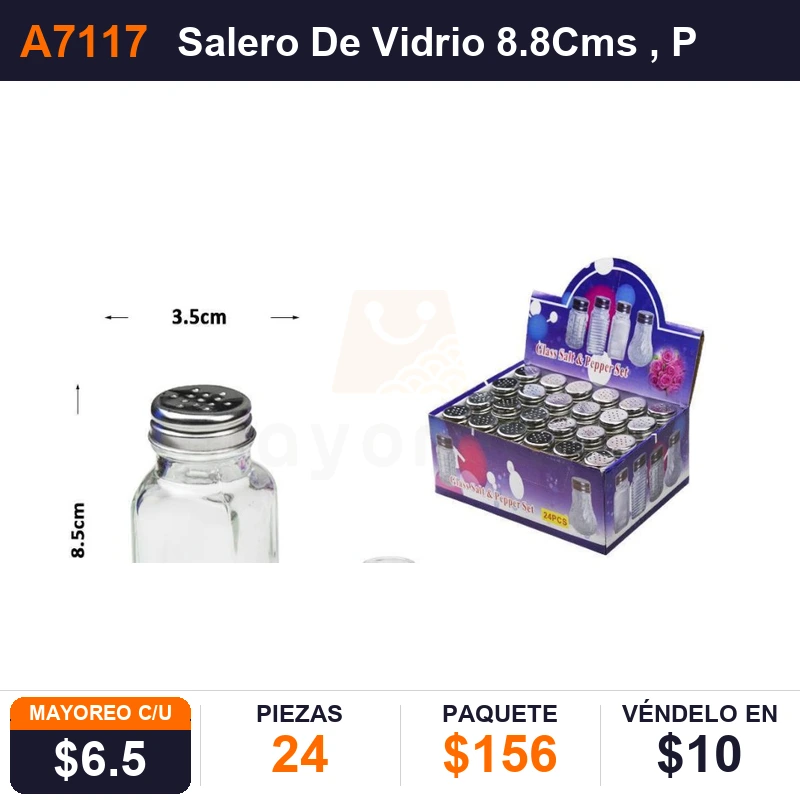 Salero De Vidrio 8.8Cms - Pack x24