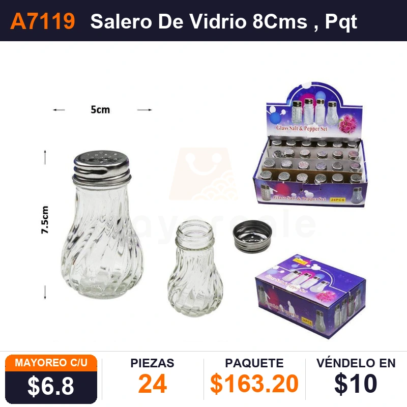 Salero De Vidrio 8Cms - Pack x24