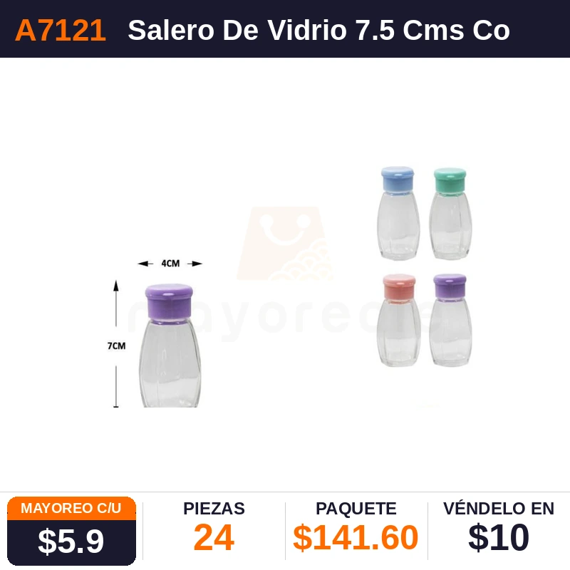 Salero De Vidrio 7.5 Cms Con Tapa - Pack x24