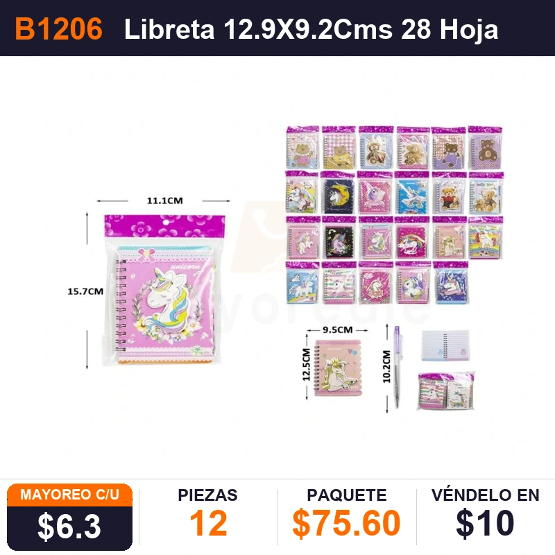 Libreta 12.9X9.2Cms 28 Hojas - Pack x12