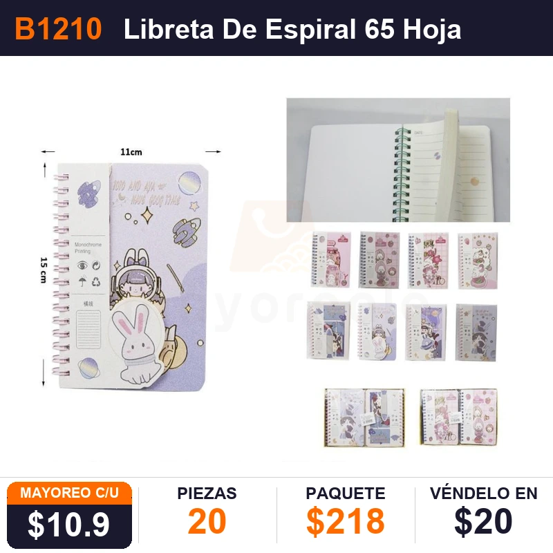 Libreta De Espiral 65 Hojas 10.2X14.5 cms - Pack x20