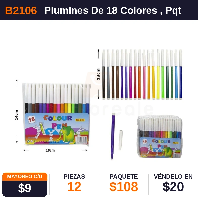 Plumines De 18 Colores - Pack x12
