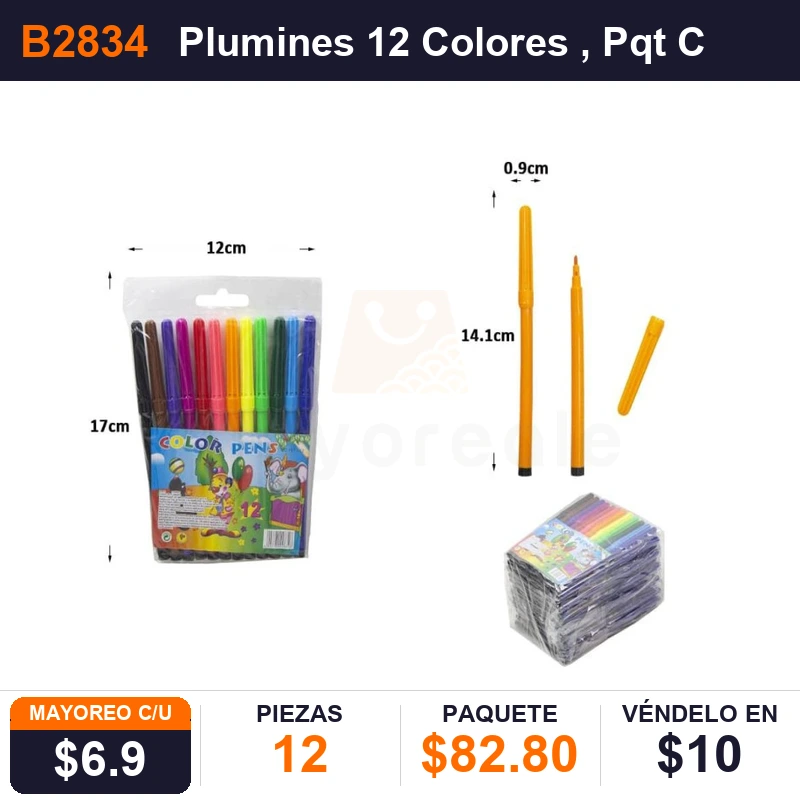 Plumines 12 Colores - Pack x12