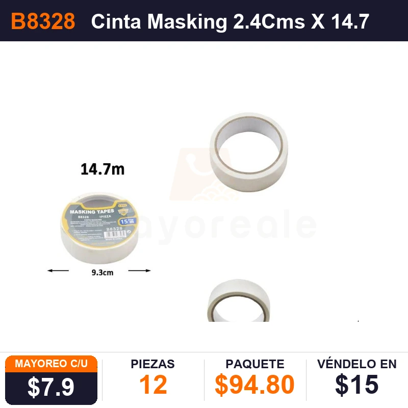Cinta Masking 2.4Cms X 14.7 Mts - Pack x12
