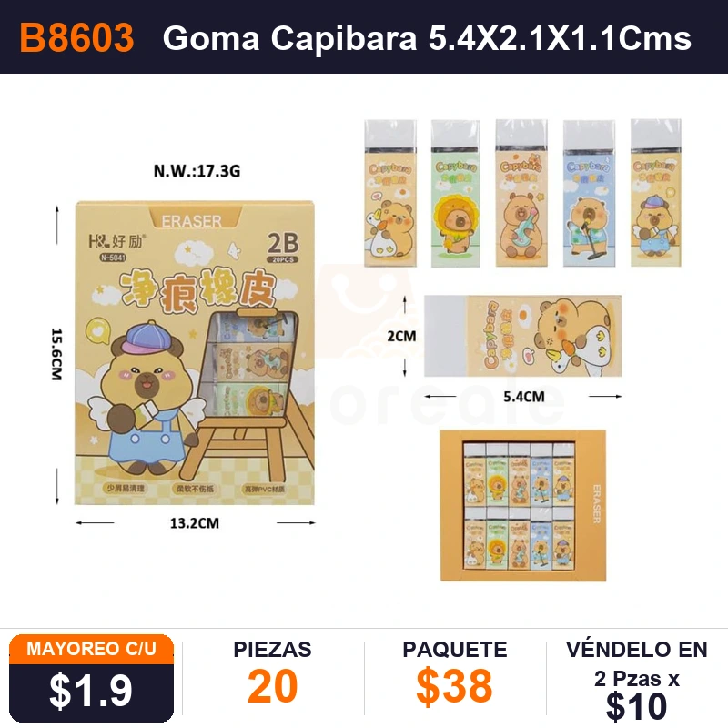 Goma Capibara 5.4X2.1X1.1Cms - Pack x20