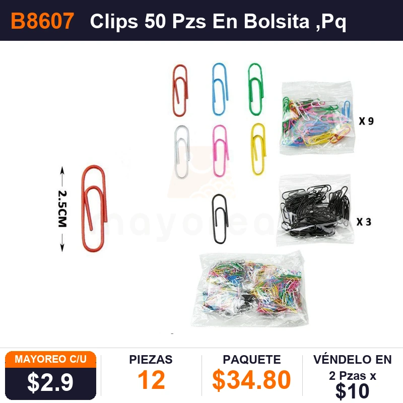 Clips 50 Pzs En Bolsita - Pack x12