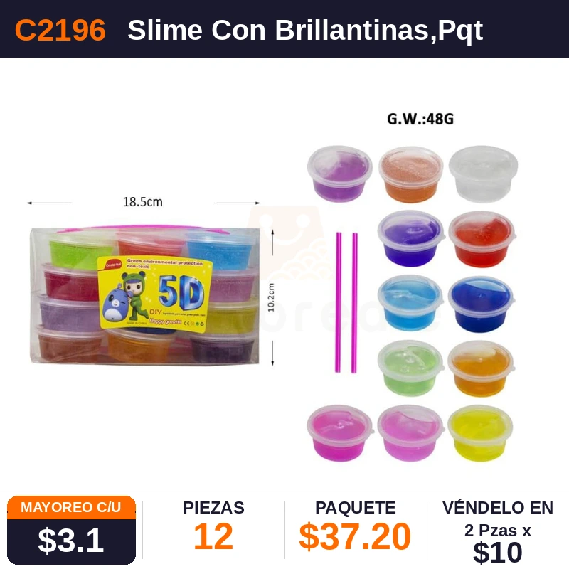 Slime Con Brillantinas - Pack x12