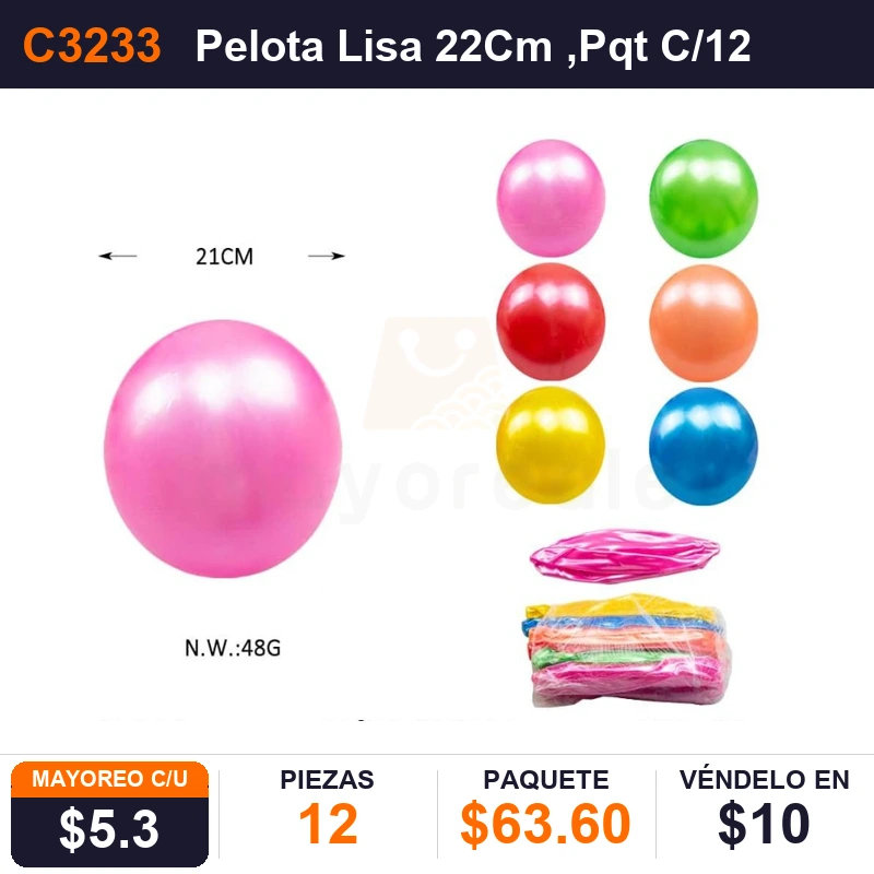 Pelota Lisa 22Cm - Pack x12