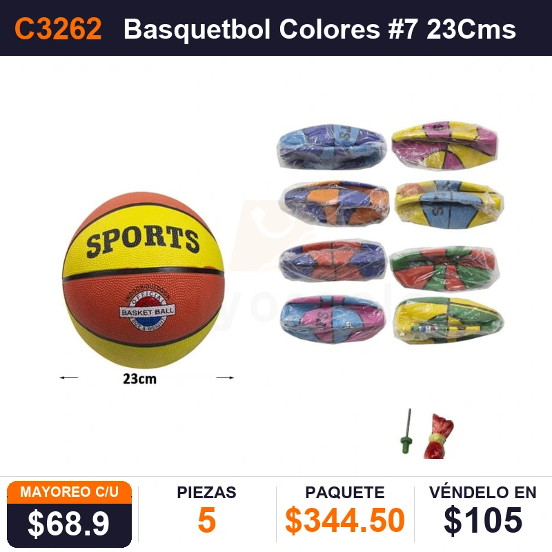 Basquetbol Colores #7 (23Cms) - Pack x5