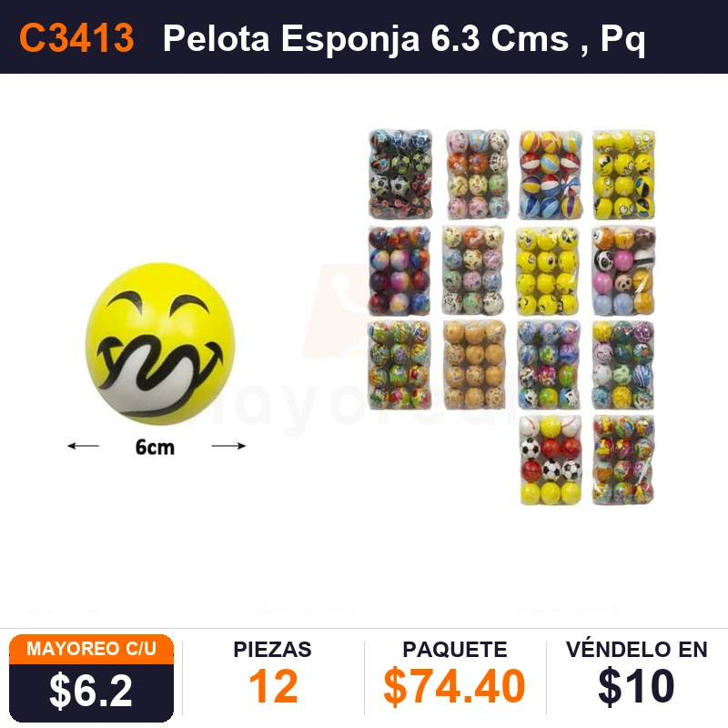 Pelota Esponja 6.3 Cms - Pack x12