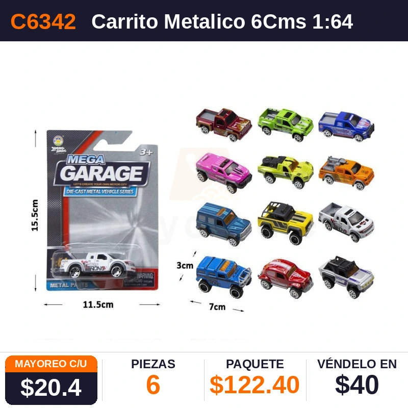 Carrito Metalico 6Cms - Pack x6
