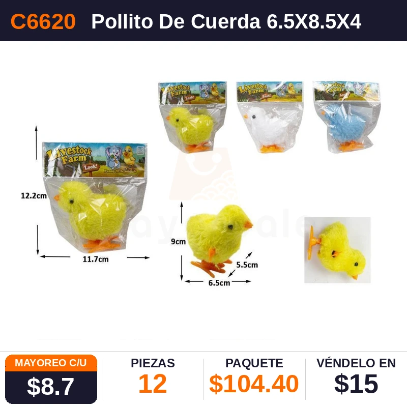 Pollito De Cuerda 6.5X8.5X4.5Cms - Pack x12
