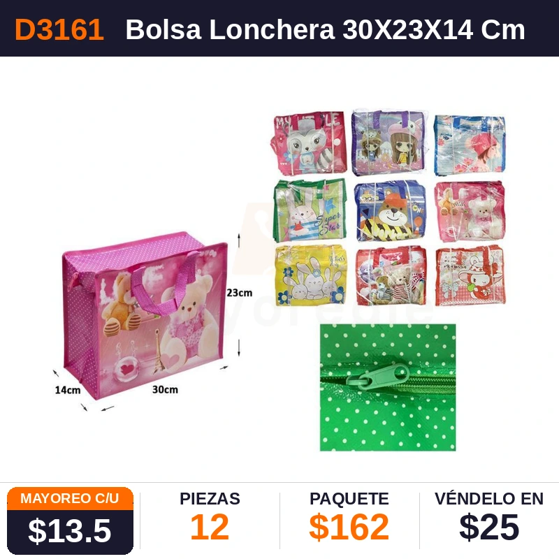Bolsa Lonchera 30X23X14 Cms - Pack x12