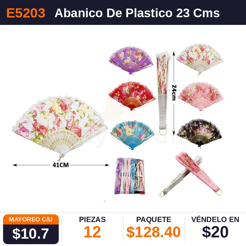 Abanico De Plastico 23 Cms - Pack x12