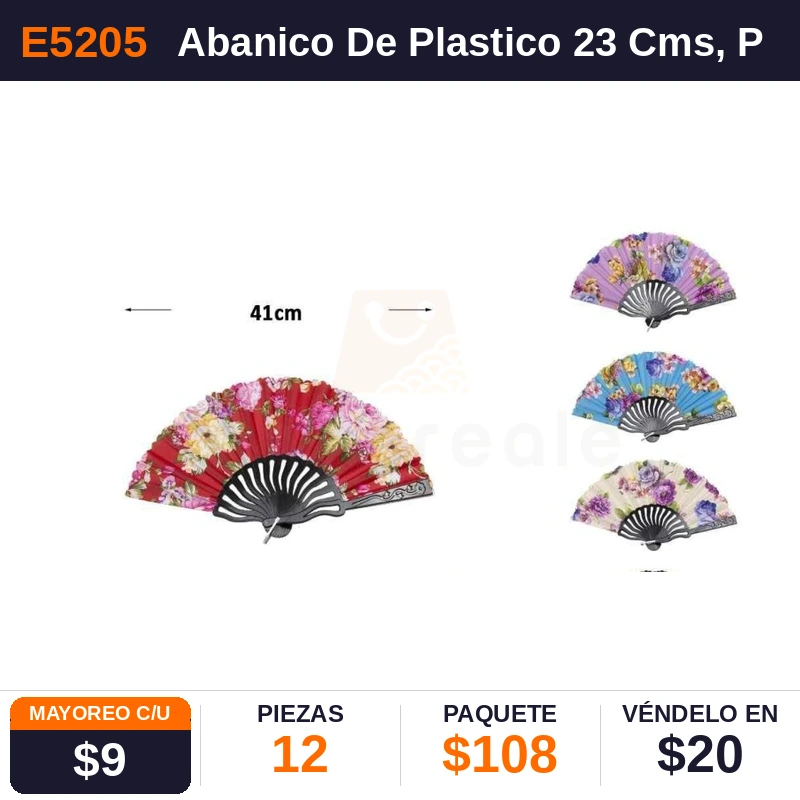Abanico De Plastico 23 Cms - Pack x12