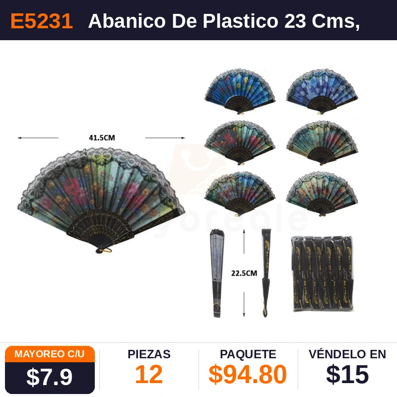 Abanico De Plastico 23 Cms - Pack x12