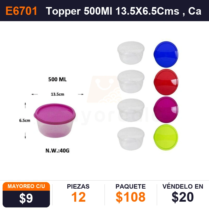 Topper 500Ml 13.5X6.5Cms - Pack x12