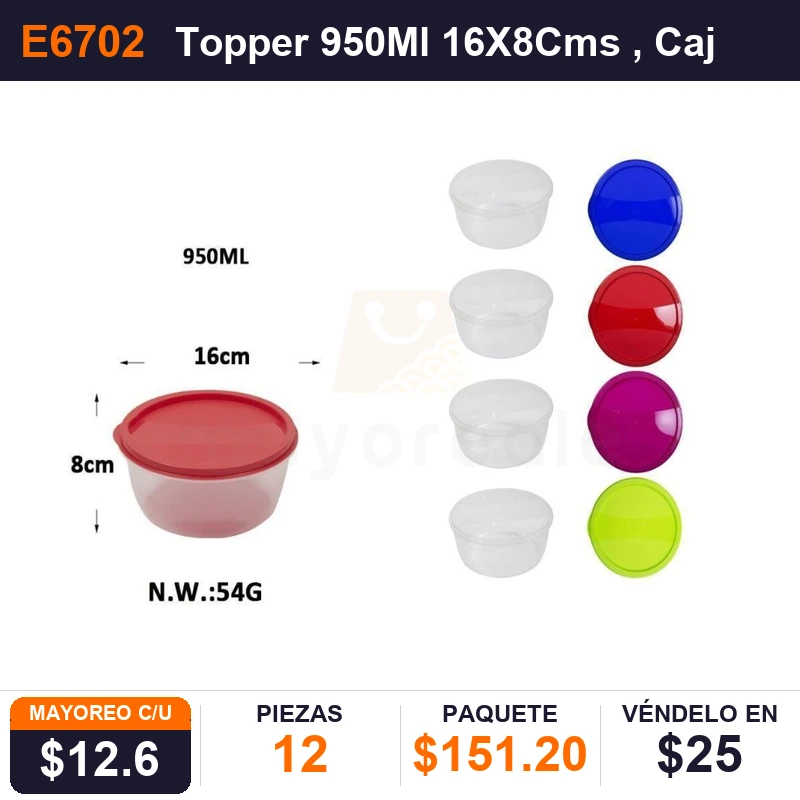 Topper 950Ml 16X8Cms - Pack x12