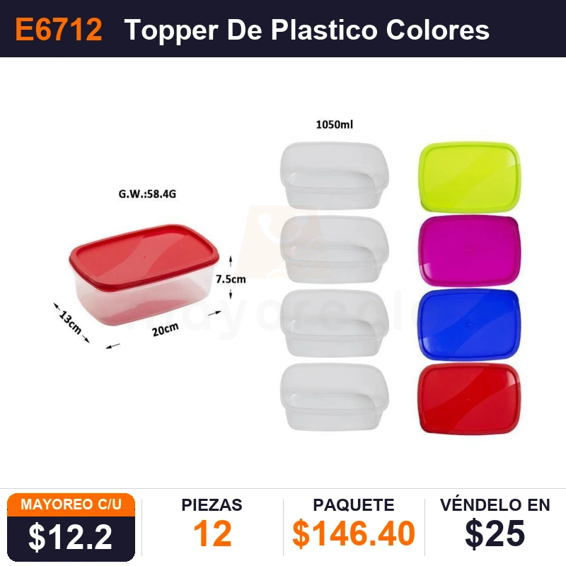Topper De Plastico 1 Litro 20X13X7.5cms - Pack x12