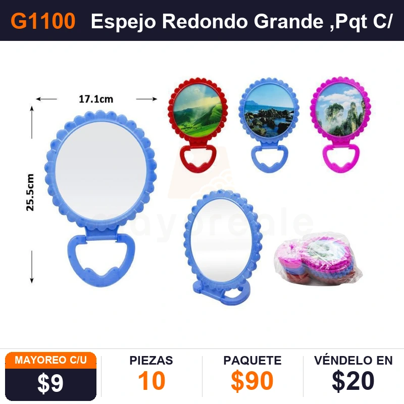 Espejo Redondo Grande - Pack x10