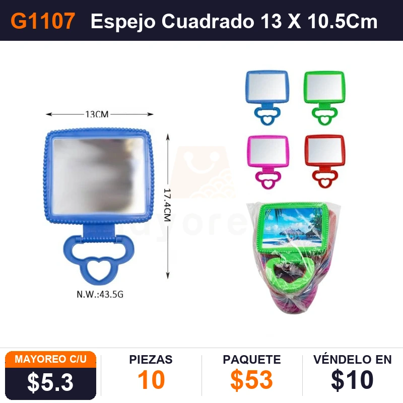 Espejo Cuadrado 13 X 10.5Cms - Pack x10