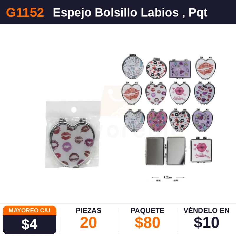 Espejo Bolsillo Labios - Pack x20