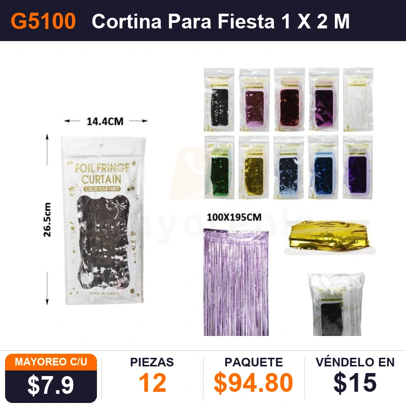 Cortina Para Fiesta 1 X 2 Metros - Pack x12