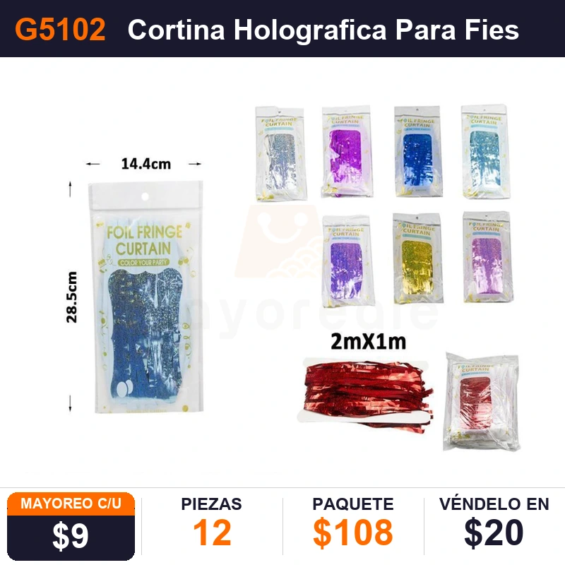Cortina Holografica Para Fiesta  - Pack x12