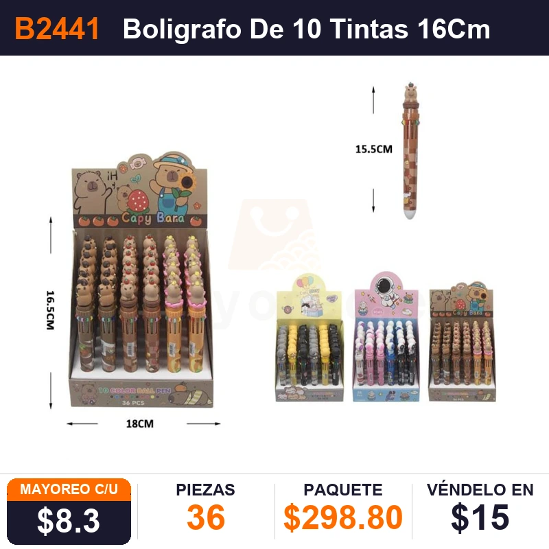 Boligrafo De 10 Tintas 16Cms - Pack x36