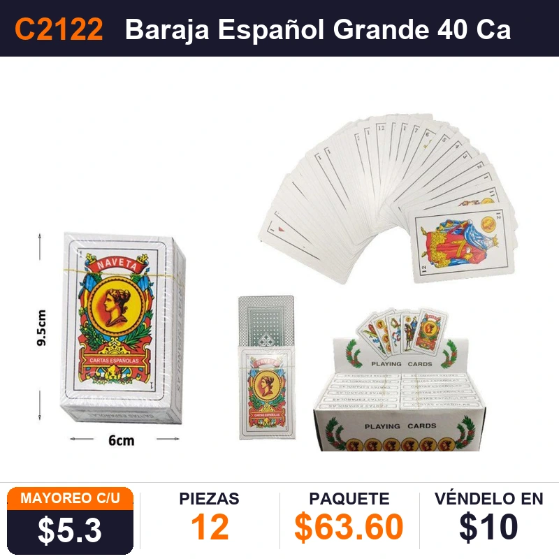 Baraja Español Grande 40 Cartas - Pack x12