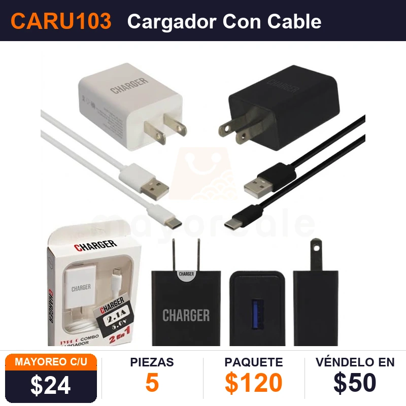 Cargador Con Cable USB-C - Pack x5
