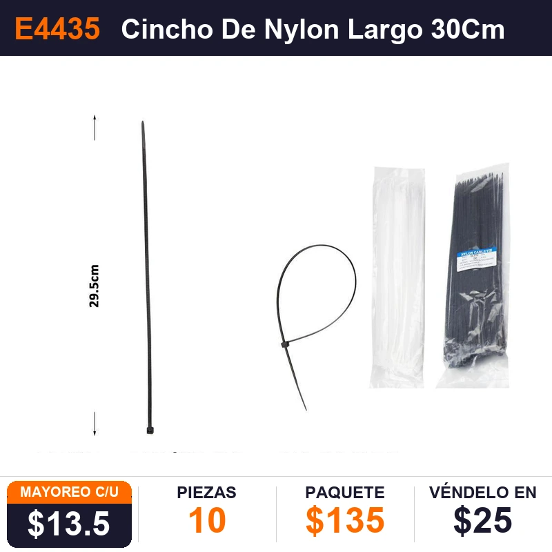 Cincho De Nylon Largo 30Cms - Pack x10