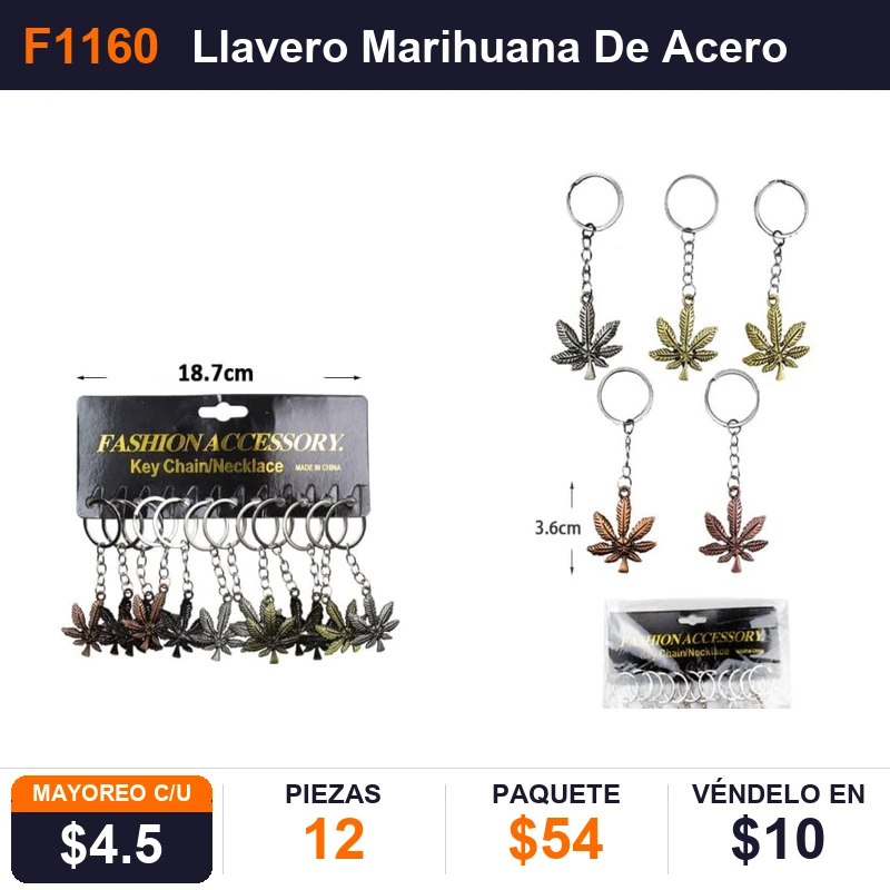 Llavero Marihuana De Acero - Pack x12