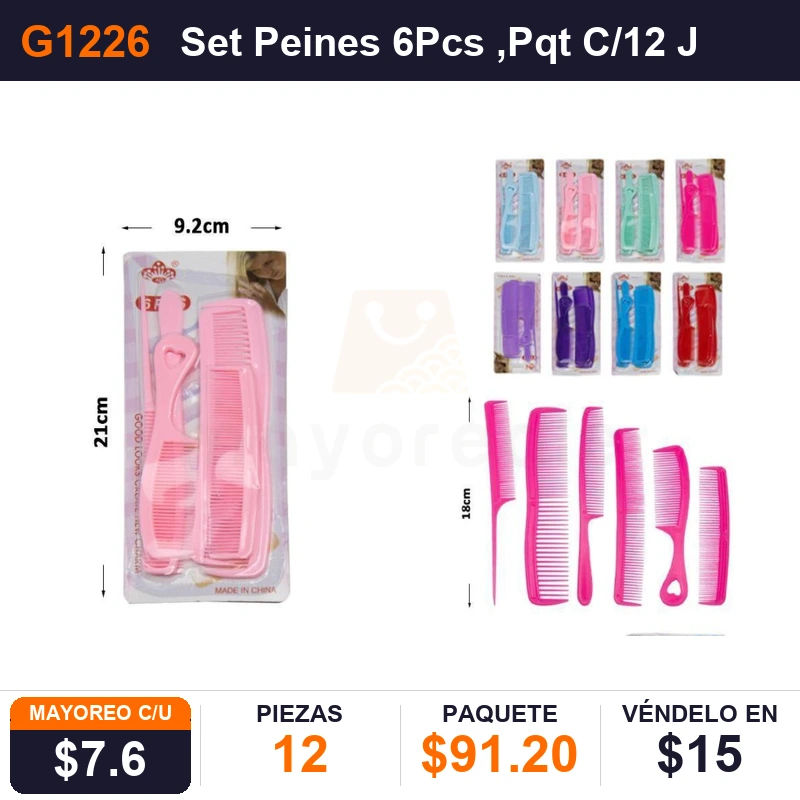 Set Peines 6Pcs - Pack x12