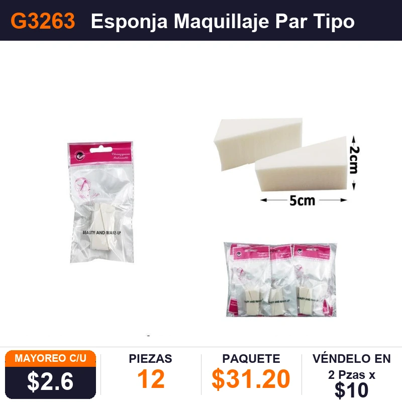 Esponja Maquillaje Par Tipo Queso - Pack x12