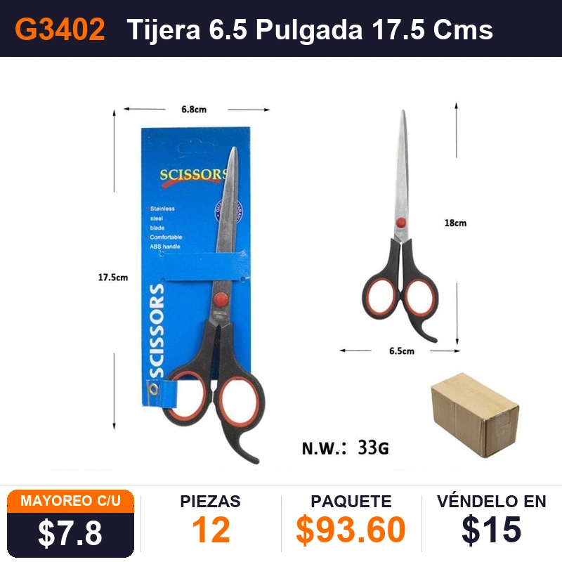 Tijera 6.5 Pulgada 17.5 Cms - Pack x12
