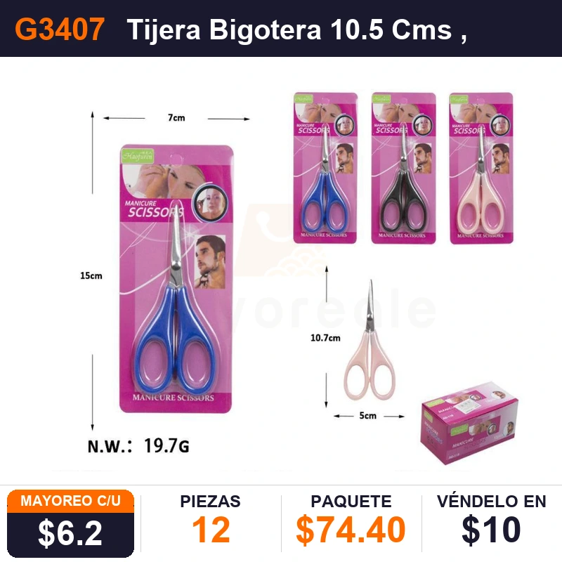 Tijera Bigotera 10.5 Cms - Pack x12