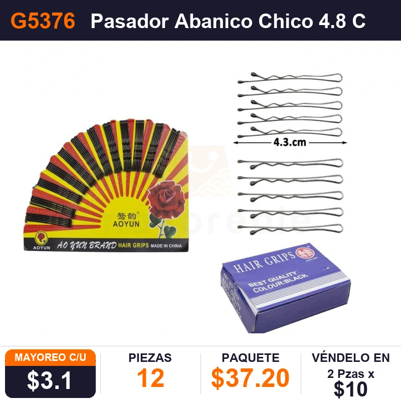 Pasador Abanico Chico 4.8 Cms - Pack x12
