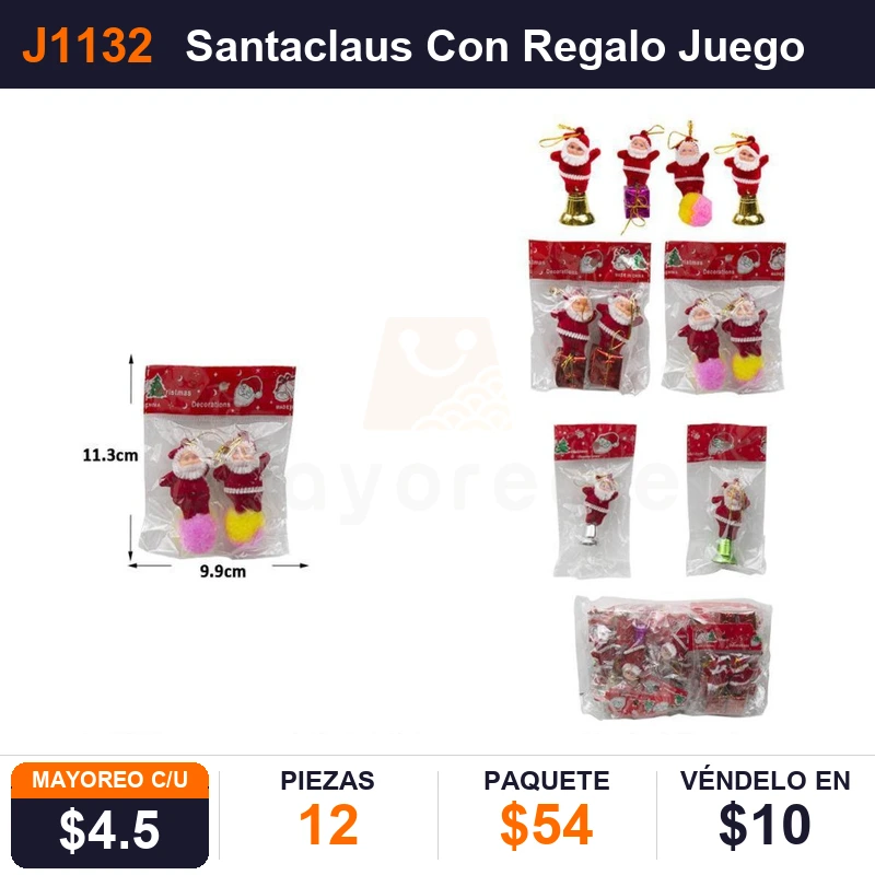Santaclaus Con Regalo Juego C/2 Pzs - Pack x12