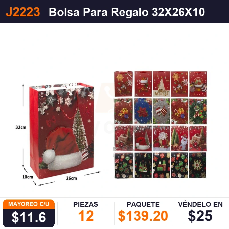 Bolsa Para Regalo 32X26X10 Cms - Pack x12