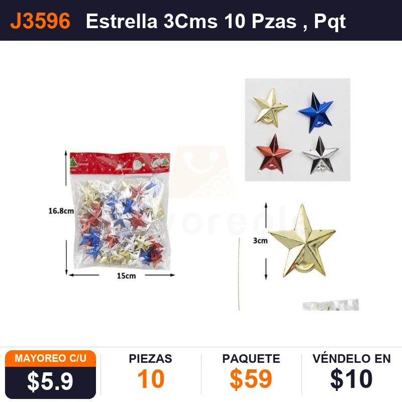 Estrella 3Cms 10 Pzas - Pack x10