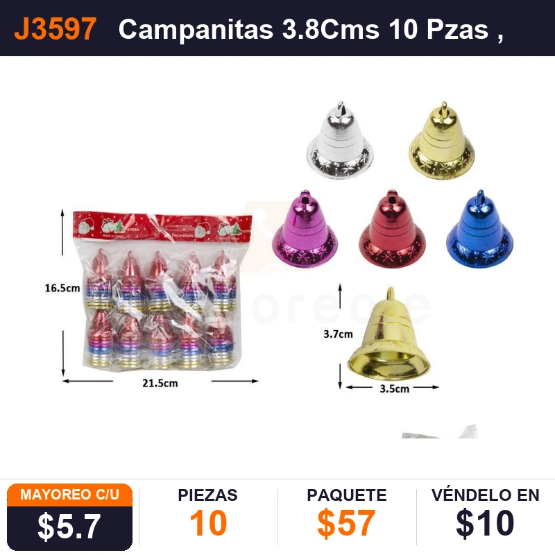 Campanitas 3.8Cms 10 Pzas - Pack x10