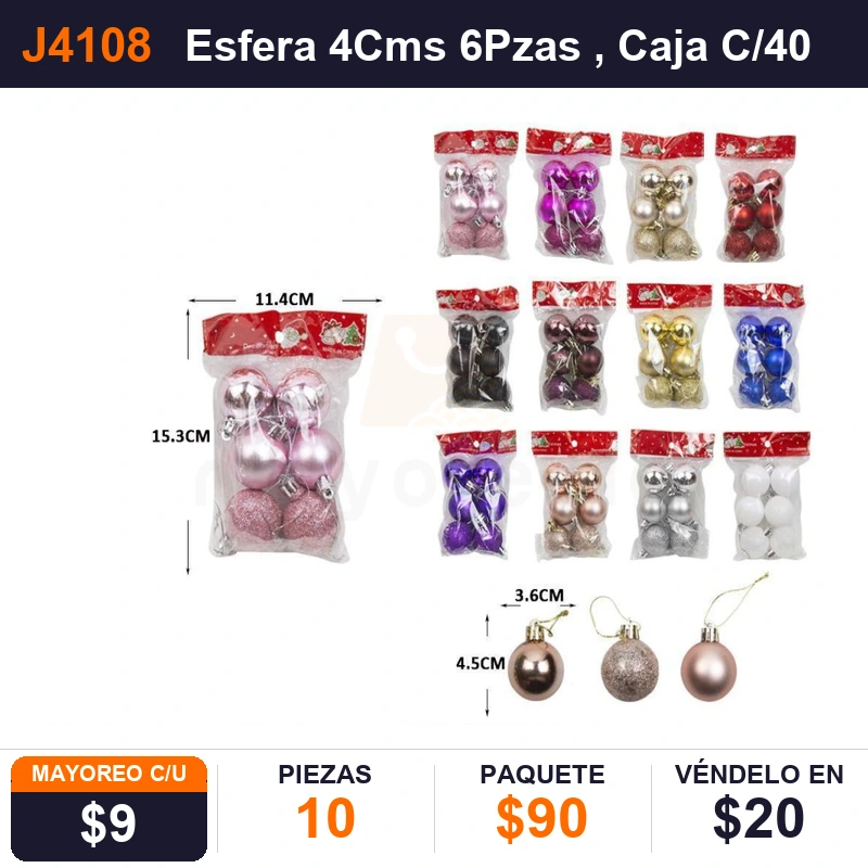 Esfera 4Cms 6Pzas - Pack x10