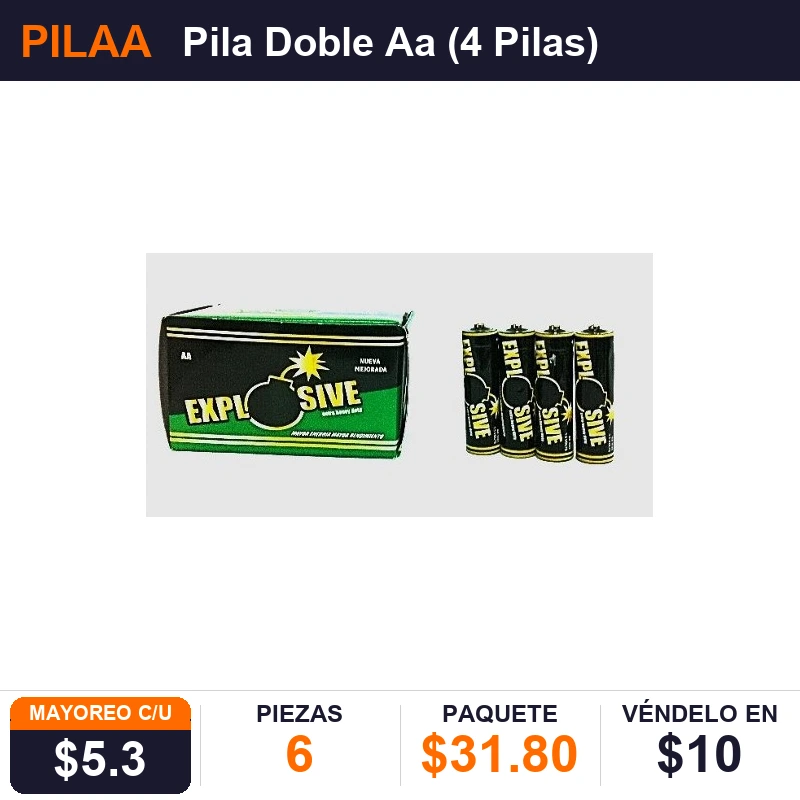 Pila Doble Aa (4 Pilas) - Pack x6