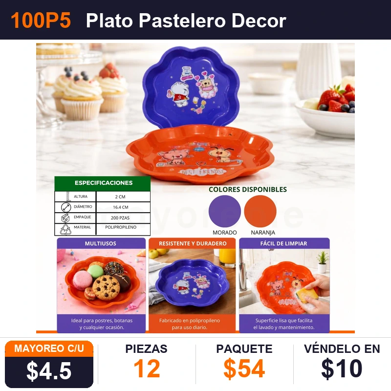 Plato Pastelero Decorado - Pack x12