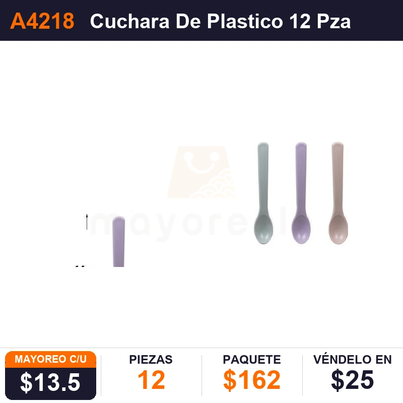 Cuchara De Plastico 12 Pzas 14Cms - Pack x12