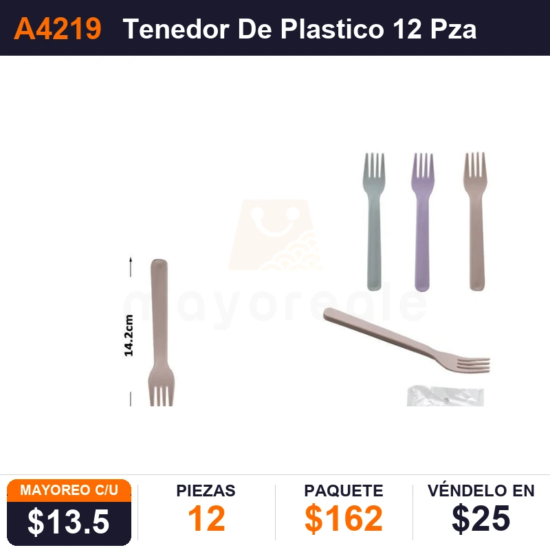 Tenedor De Plastico 12 Pzas 14Cms - Pack x12