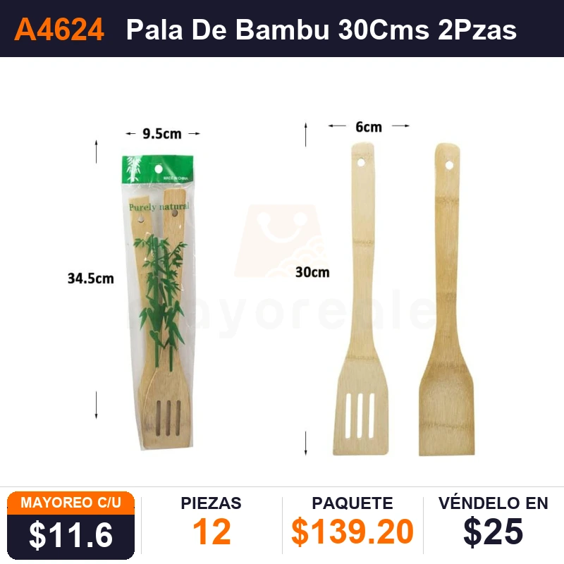 Pala De Bambu 30Cms 2Pzas - Pack x12