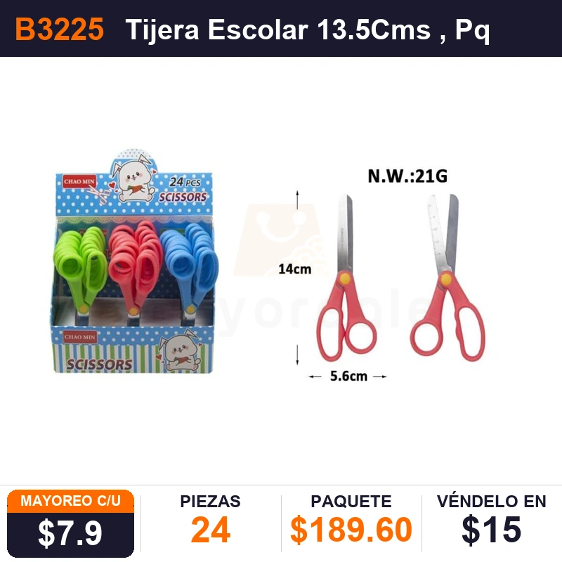 Tijera Escolar 13.5Cms - Pack x24